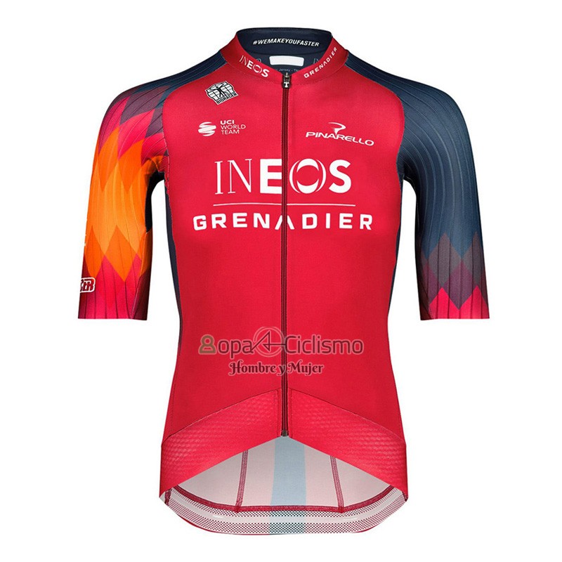 Ineos Grenadiers Ropa Ciclismo Culotte Corto 2023 Mangas Cortas Rojo